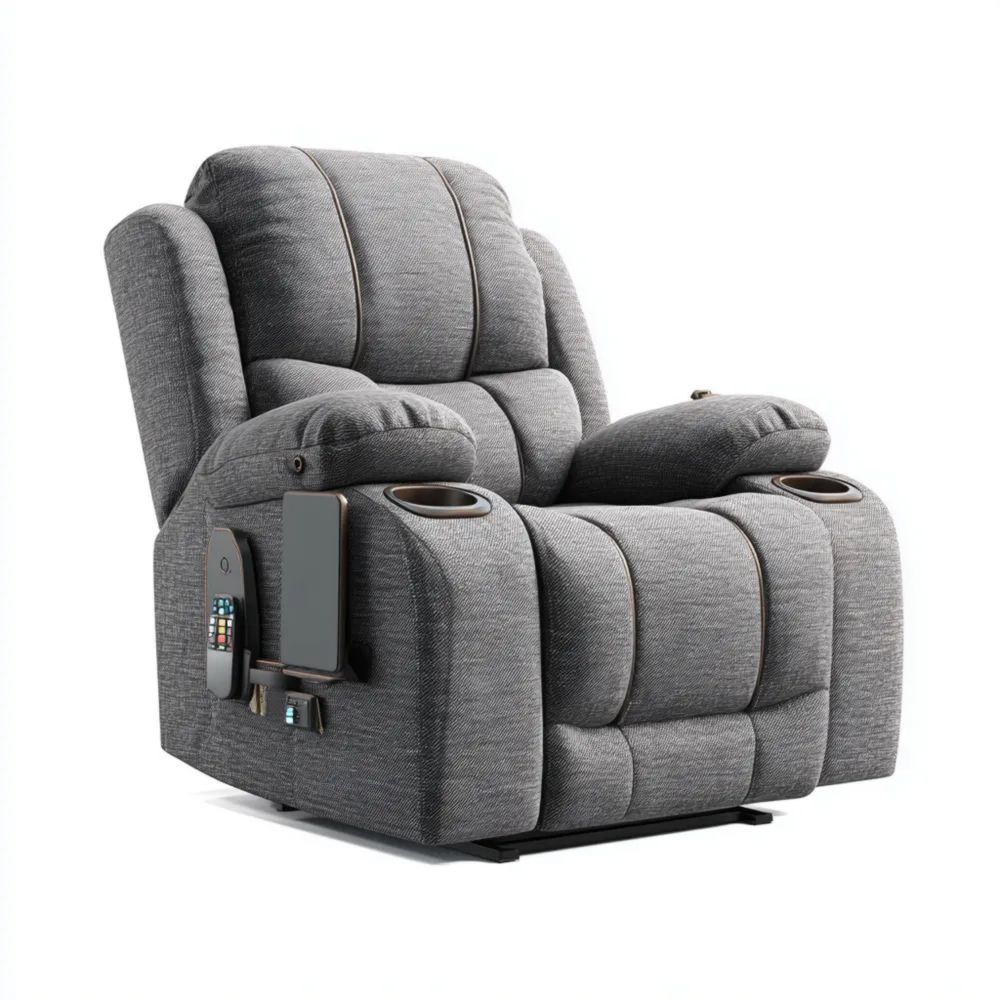 Fauteuil inclinable polyester 75x90x105 cm – Gris – Conception ergonomique-calmestino