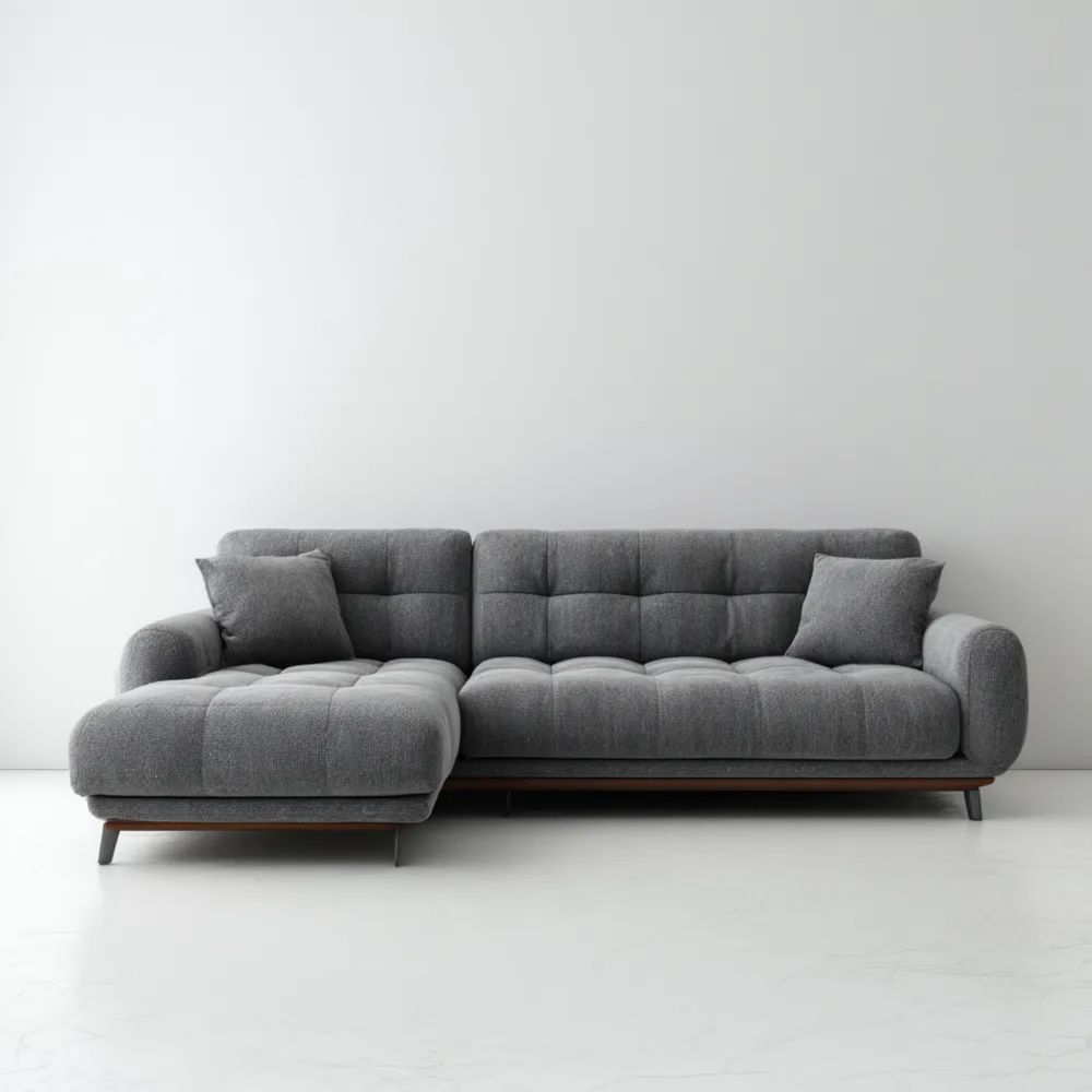Canapé d'angle en tissu Gris 250x150x85 cm-calmestino
