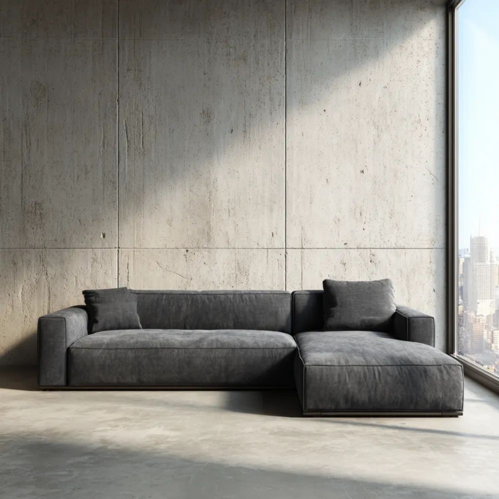 Canapé d'angle tissu 300x150x80 cm - Gris - Design Moderne-calmestino