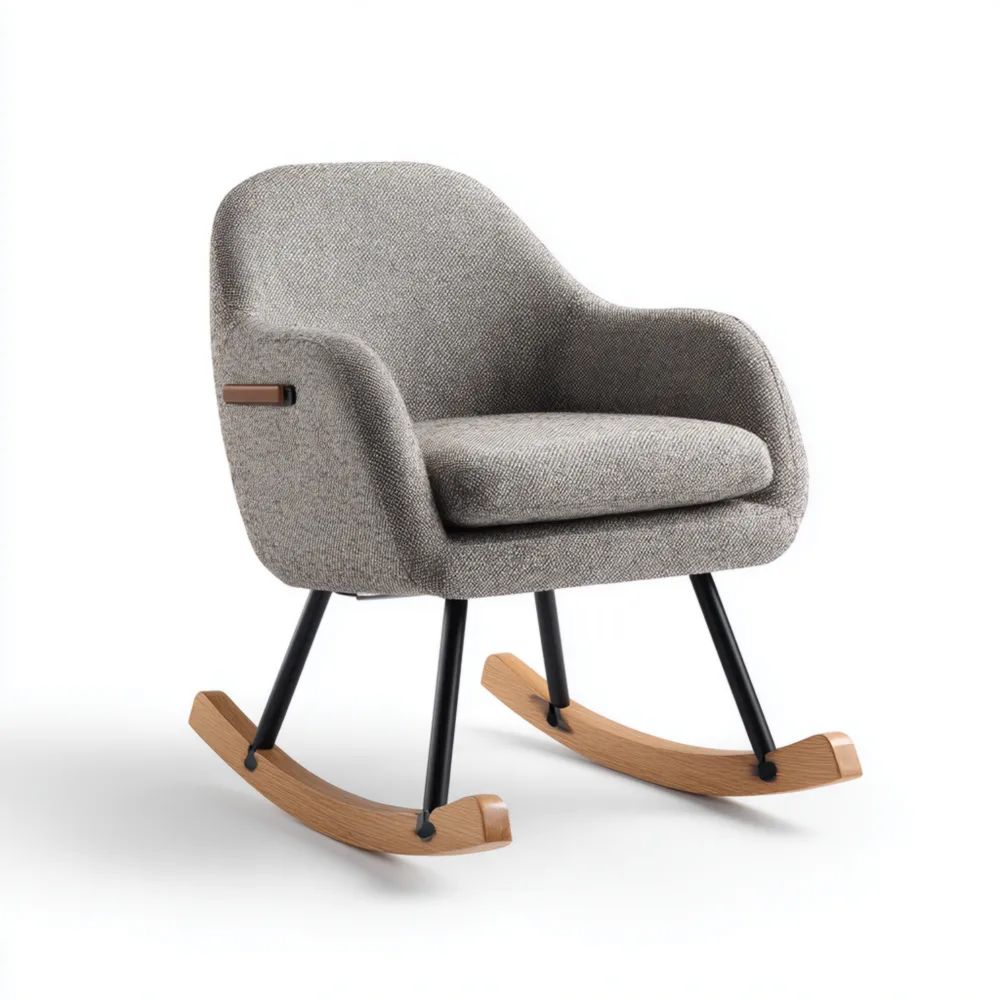 Fauteuil à bascule en tissu 70x75x85 cm - Gris clair - Design moderne-calmestino