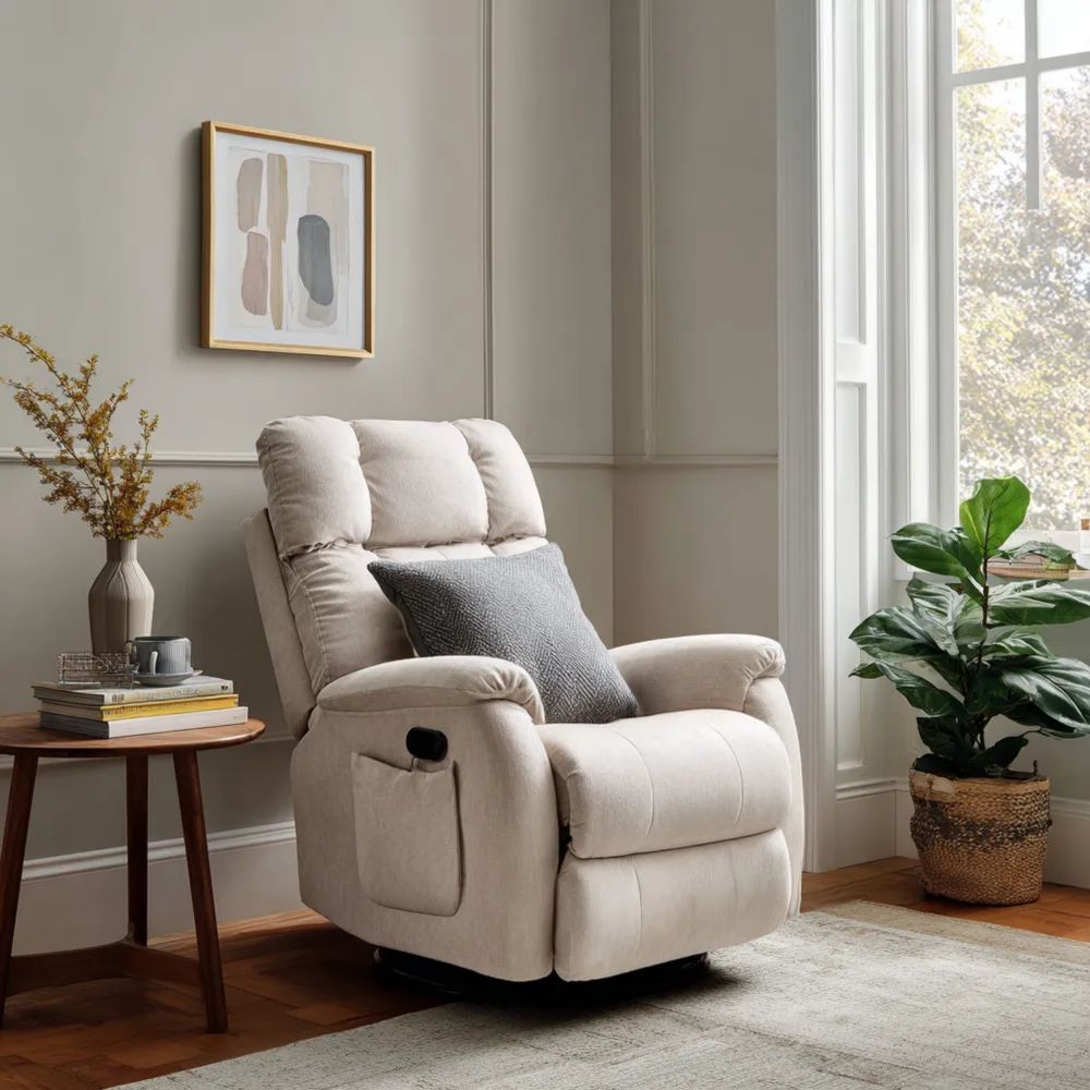 Fauteuil inclinable Tissu 95x100x85 cm - Beige - Confort moderne-calmestino