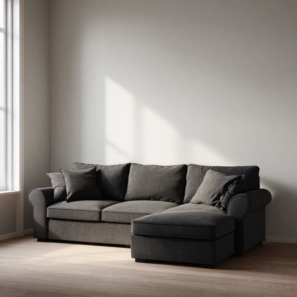 Canapé d'angle Tissu 250x150x85 cm – Gris Foncé – Design Moderne-calmestino