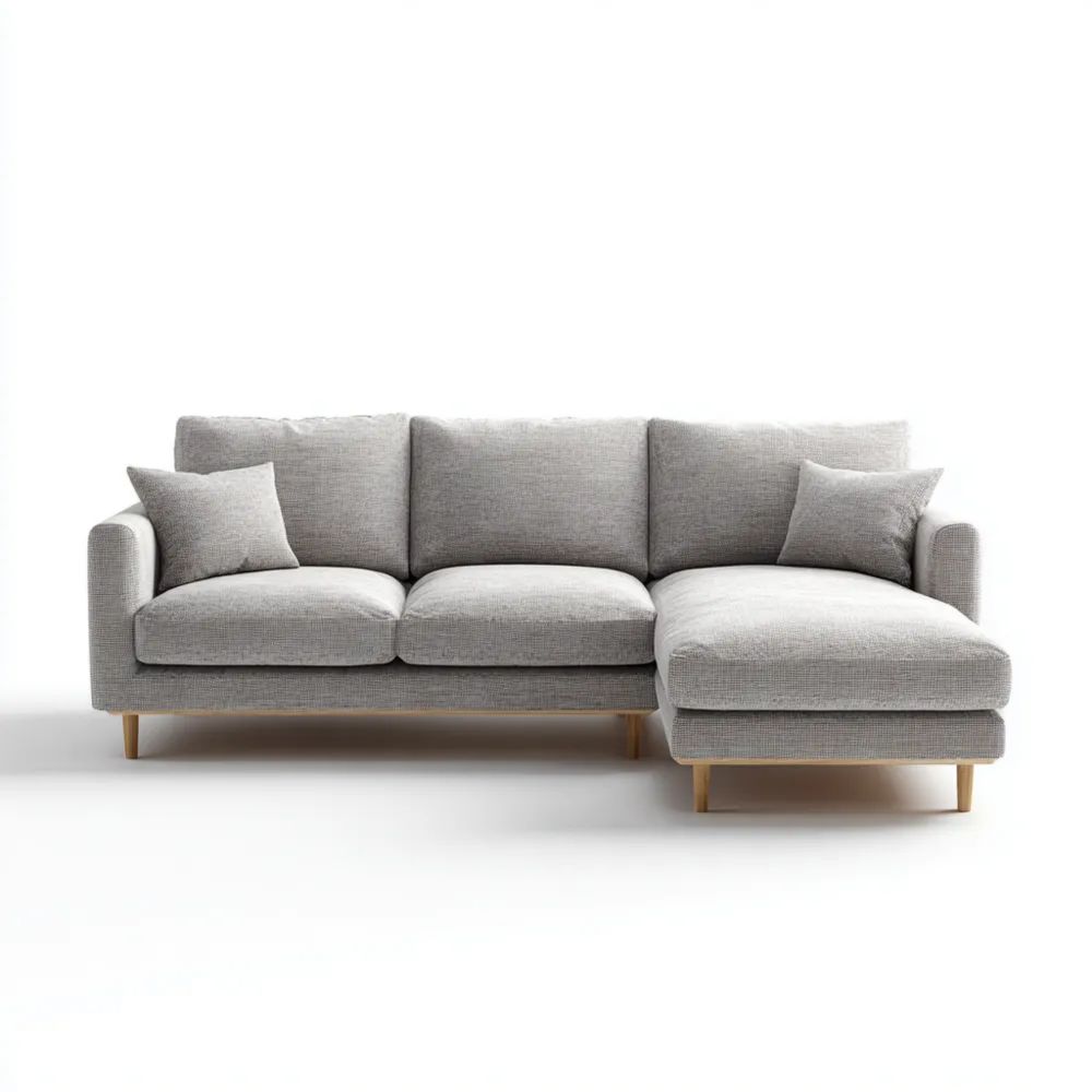 Canapé d'angle tissu 280x150x85 cm - Gris Clair - Style Contemporain-calmestino