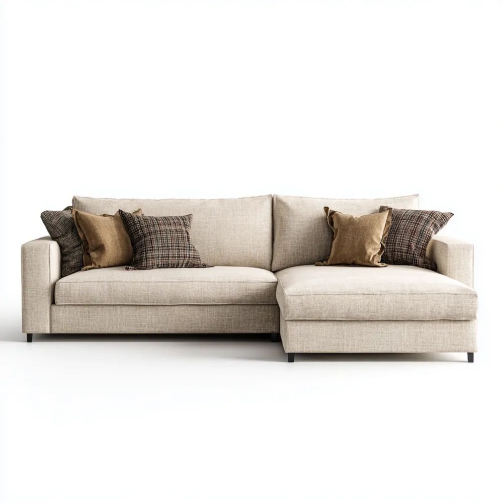 Canapé d'angle tissu 260x150x85 cm – Beige – Design moderne-calmestino