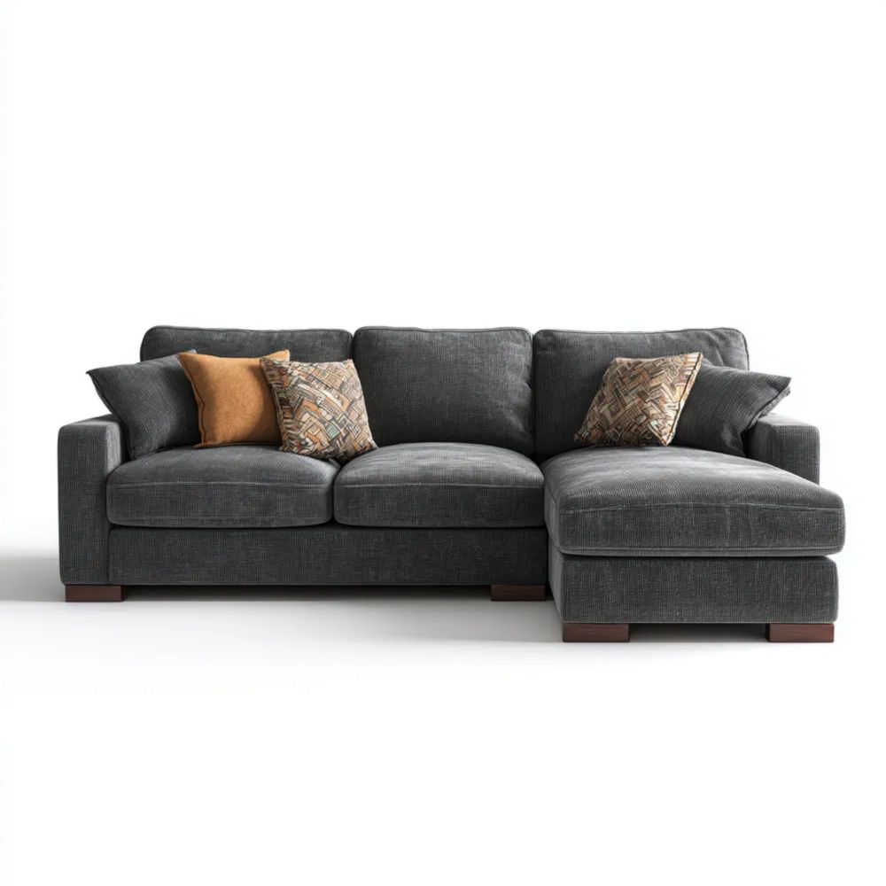 Canapé d'angle en tissu 250x160x90 cm – Gris Foncé – Design contemporain-calmestino