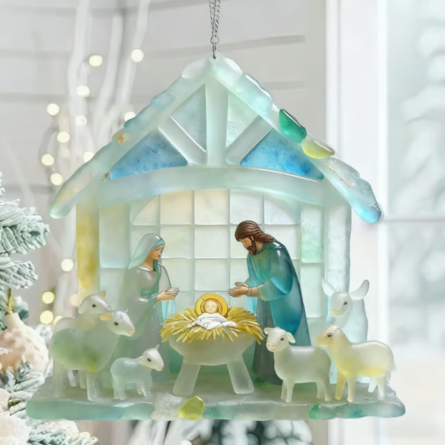 🏆Last Day 50% OFF🌊Christmas scene Jesus Sea glass pendant