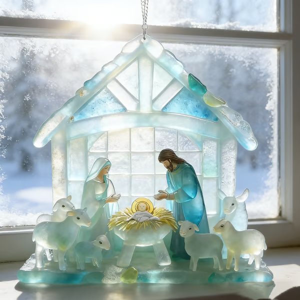 🏆Last Day 50% OFF🌊Christmas scene Jesus Sea glass pendant