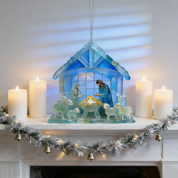 🏆Last Day 50% OFF🌊Christmas scene Jesus Sea glass pendant