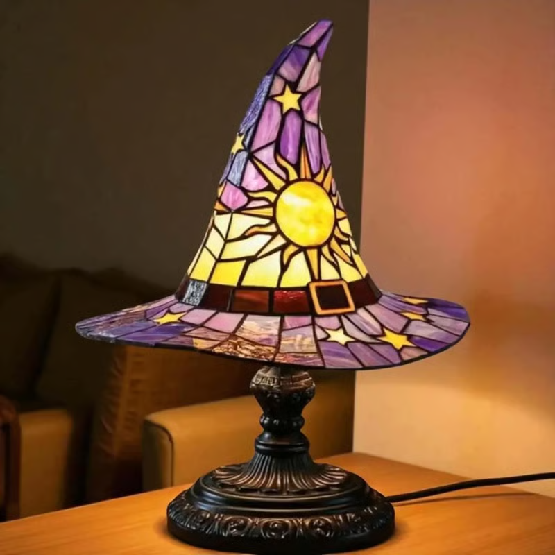 Enchanting Stained Glass Witch Hat Lamp
