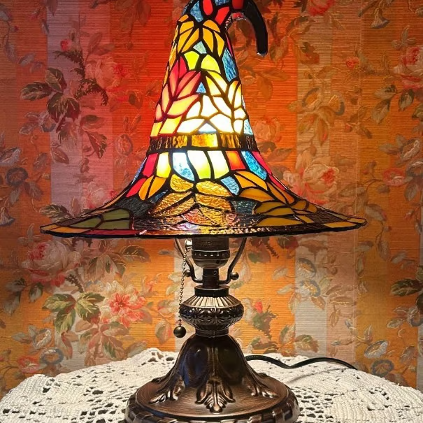 Enchanting Stained Glass Witch Hat Lamp