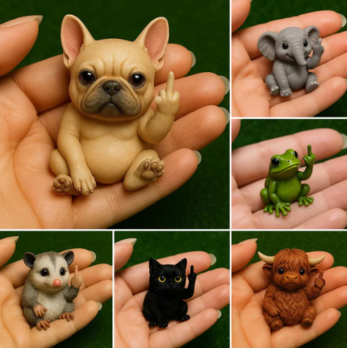 Fun Mini Middle Finger Animal Statue