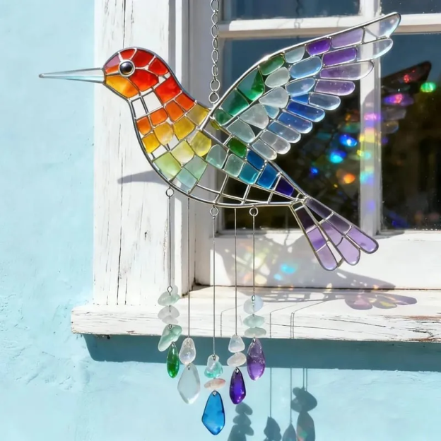🌲Christmas Gift 50% Off--🌬️Sea Glass Bird Wind Chime🌈