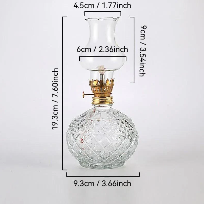 Vintage Style Oil Lamp withGlass Candle Holder