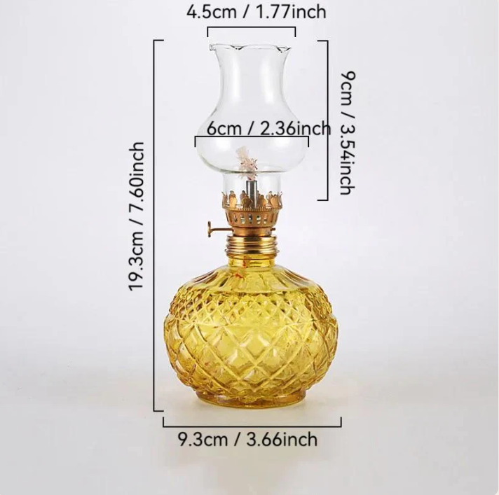 Vintage Style Oil Lamp withGlass Candle Holder
