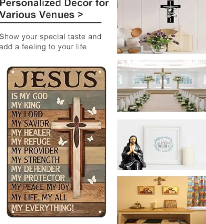 Jesus Is My God KingEverything - Vintage Tin Sign8x12 Inch Religious Metal WallArt