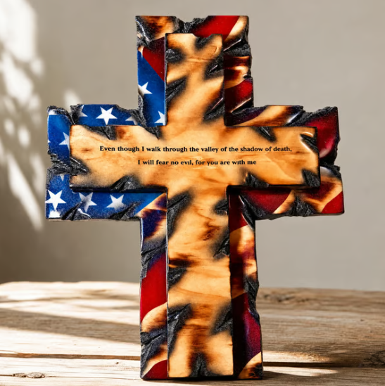 Handmade Torched Wood Cross – Psalm 23