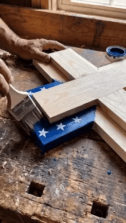Hand-painting the flag&rsquo;s blue canton