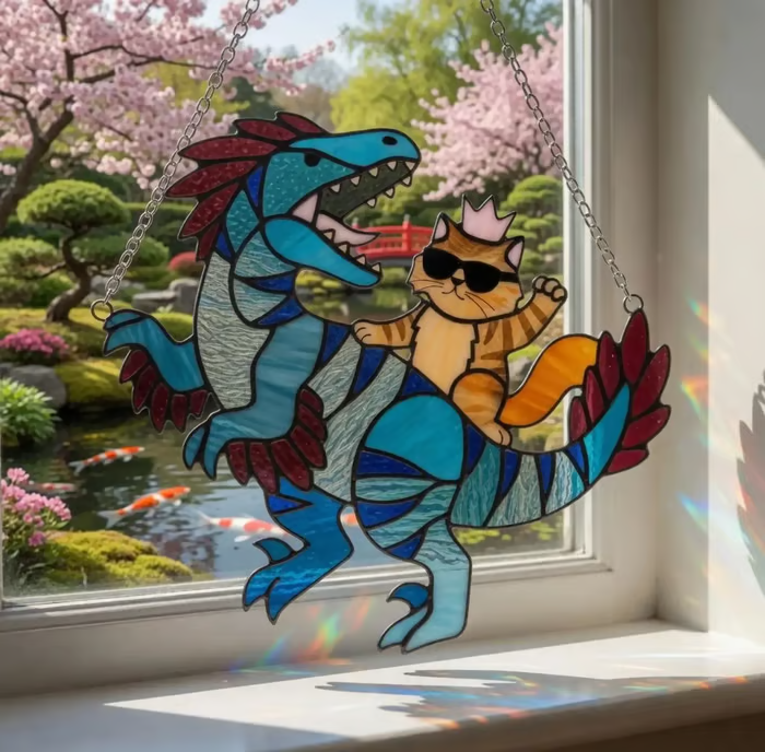 🐉🐱Princess Donut And Mongo Acrylic Suncatcher, Princess Donut and Mongo New Achievement Wall Decor Dungeon Crawler Carl Window Hanging