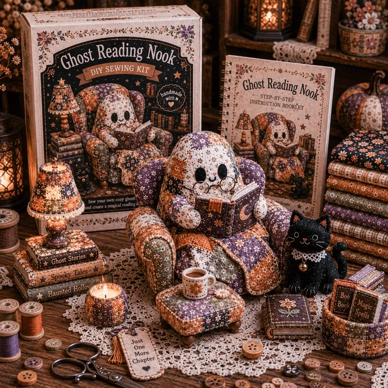 👻 Cozy Ghost Corner DIY Sewing Kit – Cute Patchwork Ghost Plush Craft Kit