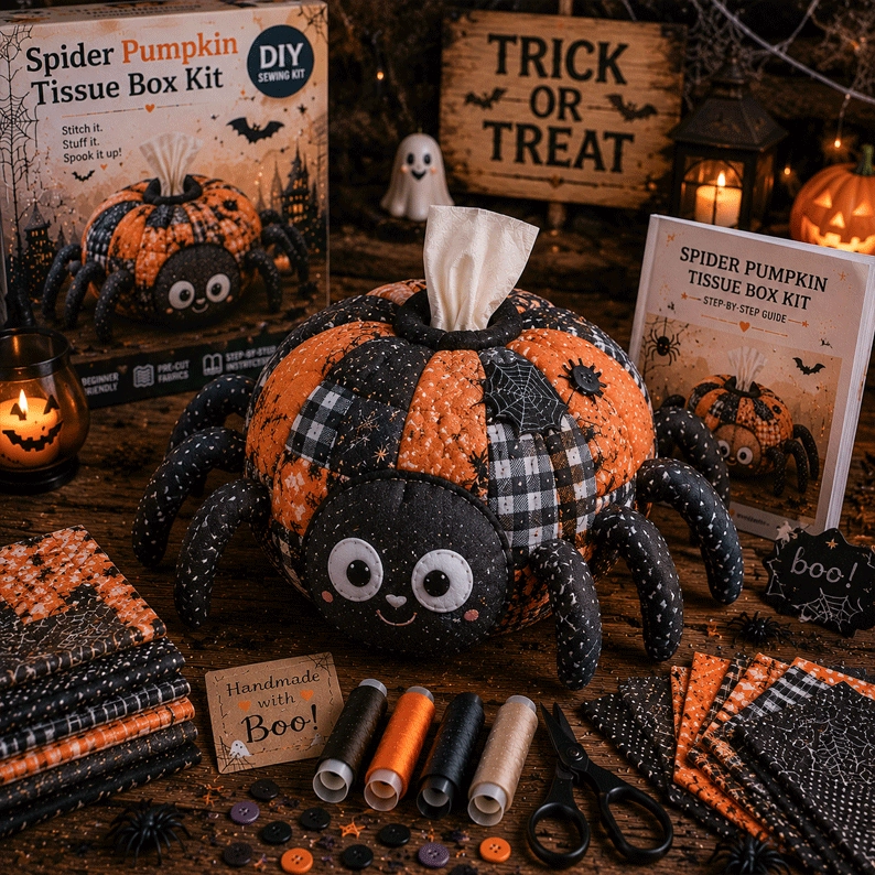 🎃Halloween Patchwork Tissue Box DIY Sewing Kit