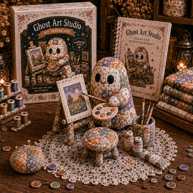 👻 Cozy Ghost Corner DIY Sewing Kit – Cute Patchwork Ghost Plush Craft Kit