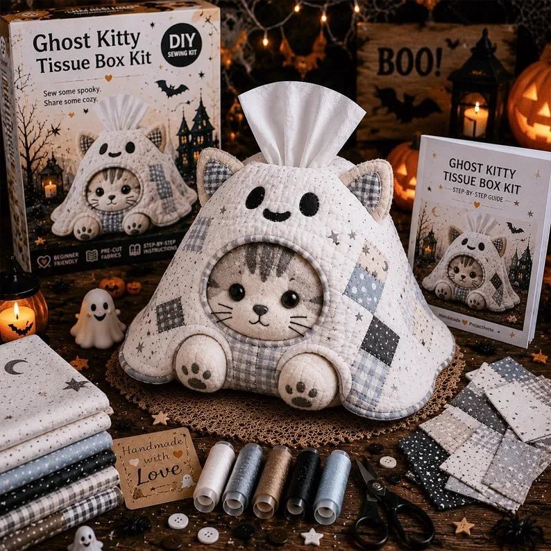 🎃Halloween Patchwork Tissue Box DIY Sewing Kit