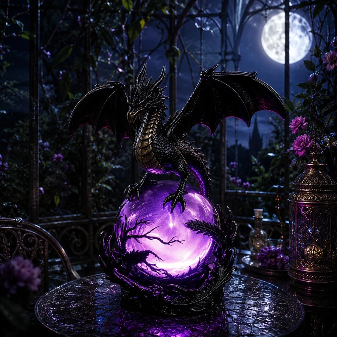 🔮🐉Gothic Dragon LED Crystal Ball Lamp for Dark Aesthetic Decor