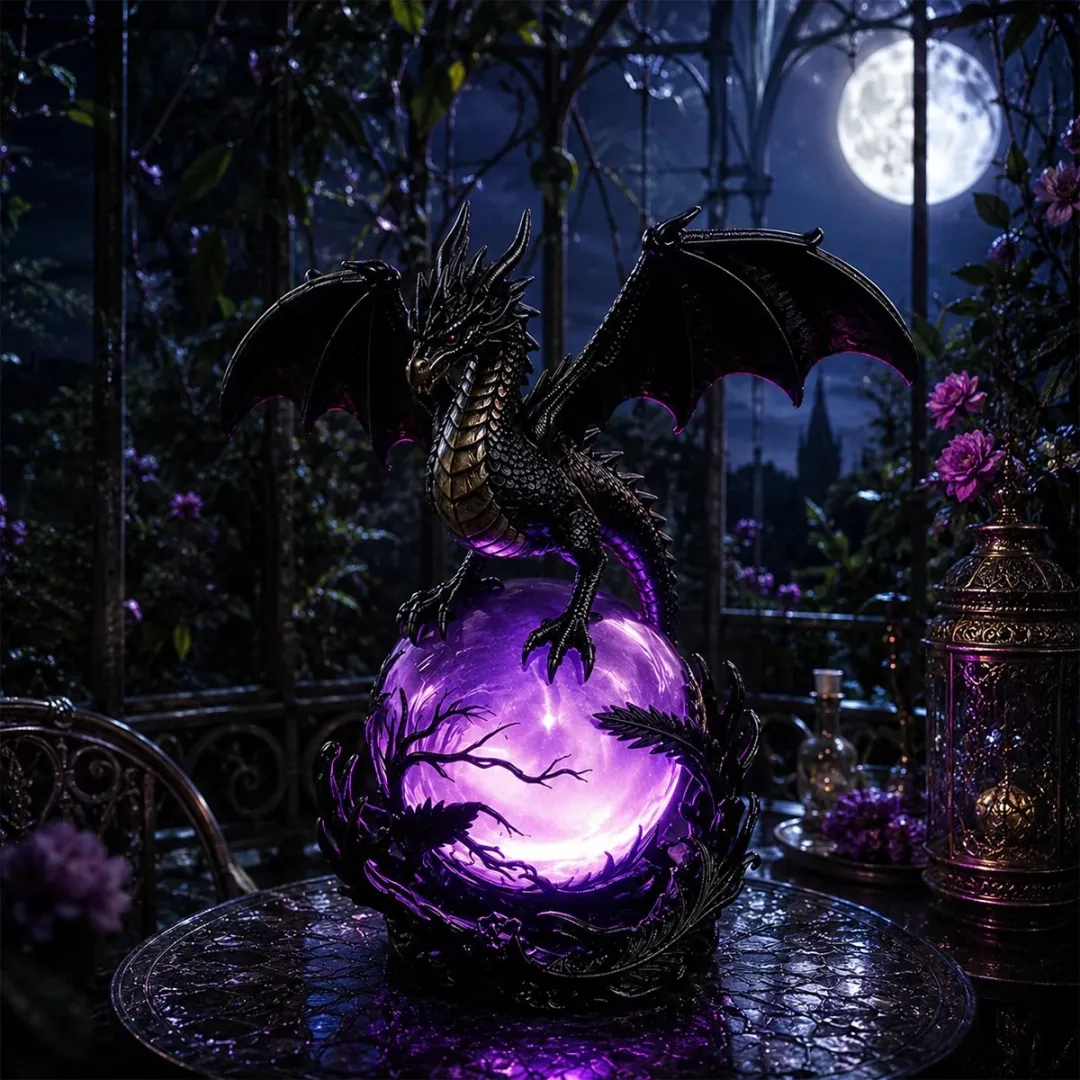 🔮🐉Gothic Dragon LED Crystal Ball Lamp for Dark Aesthetic Decor
