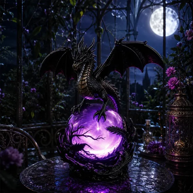 🔮🐉Gothic Dragon LED Crystal Ball Lamp for Dark Aesthetic Decor