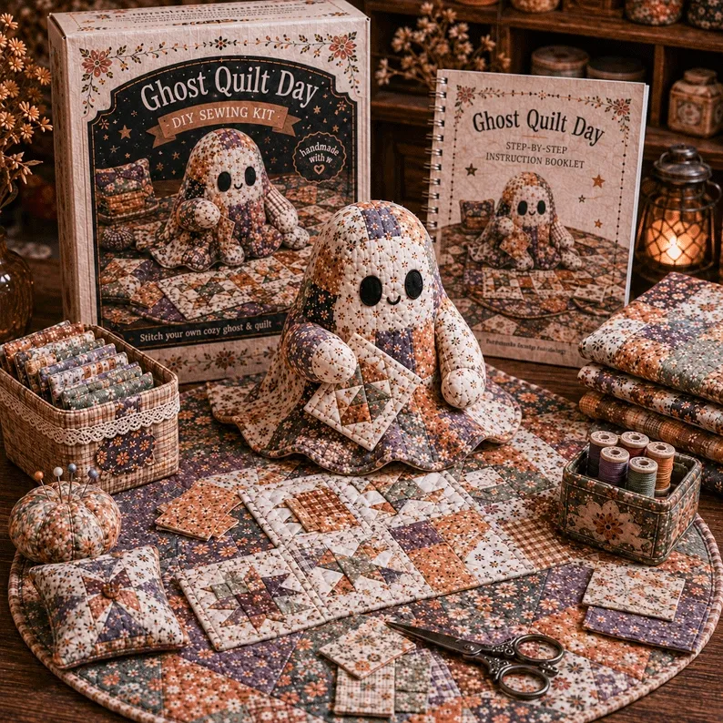 👻 Cozy Ghost Corner DIY Sewing Kit – Cute Patchwork Ghost Plush Craft Kit