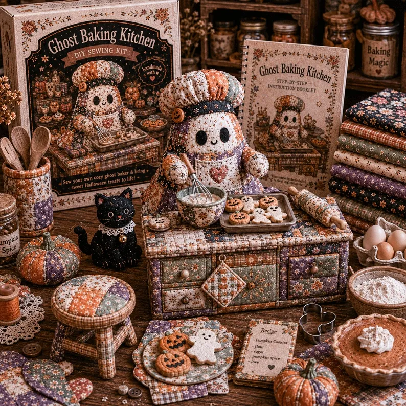 👻 Cozy Ghost Corner DIY Sewing Kit – Cute Patchwork Ghost Plush Craft Kit