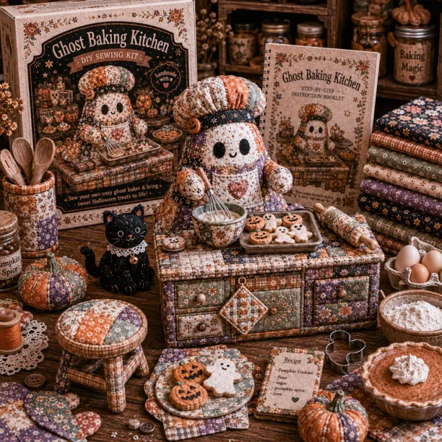 👻 Cozy Ghost Corner DIY Sewing Kit – Cute Patchwork Ghost Plush Craft Kit