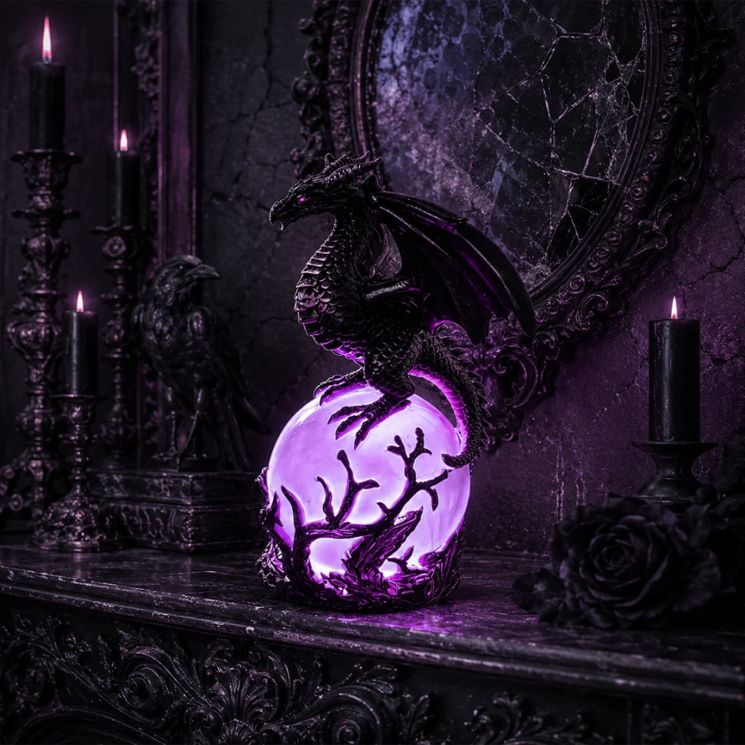 🔮🐉Gothic Dragon LED Crystal Ball Lamp for Dark Aesthetic Decor