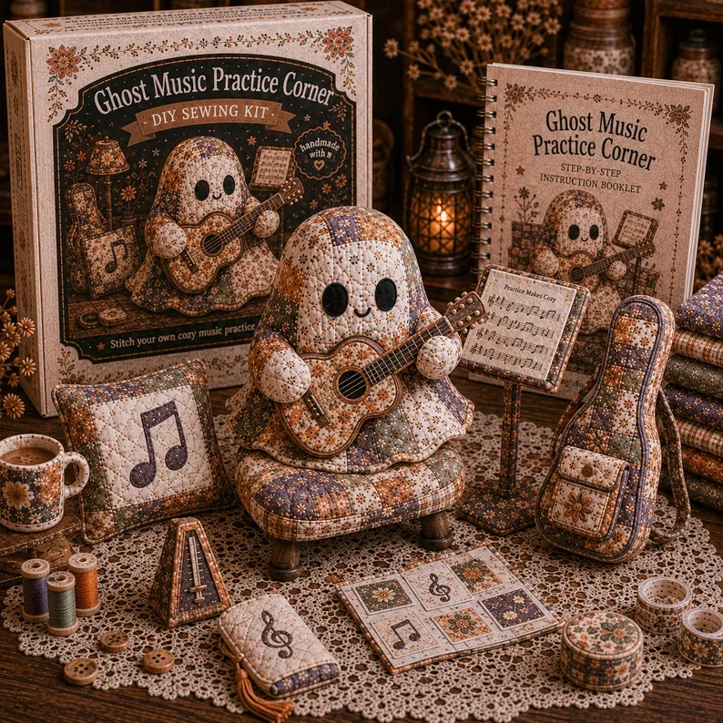 👻 Cozy Ghost Corner DIY Sewing Kit – Cute Patchwork Ghost Plush Craft Kit