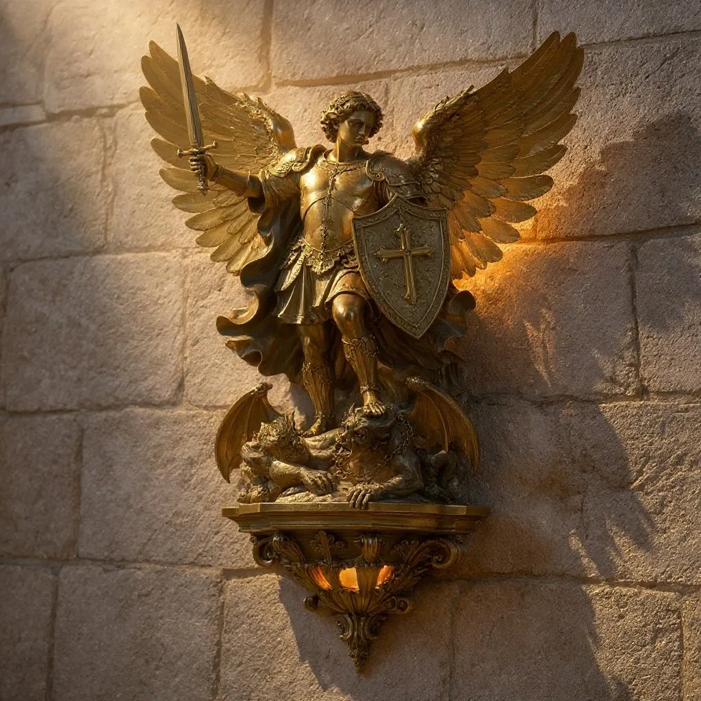 😇Archangel Michael Wall Lamp – Guardian of Light & Valor ⚔️🛡️