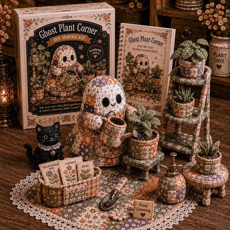👻 Cozy Ghost Corner DIY Sewing Kit – Cute Patchwork Ghost Plush Craft Kit