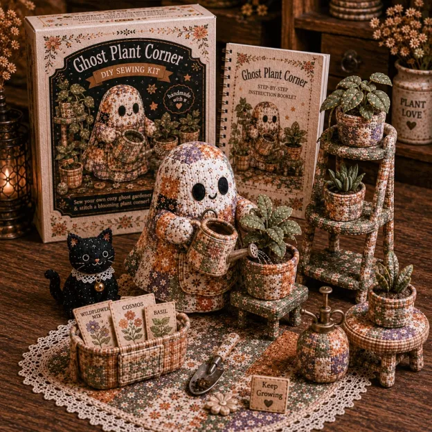👻 Cozy Ghost Corner DIY Sewing Kit – Cute Patchwork Ghost Plush Craft Kit