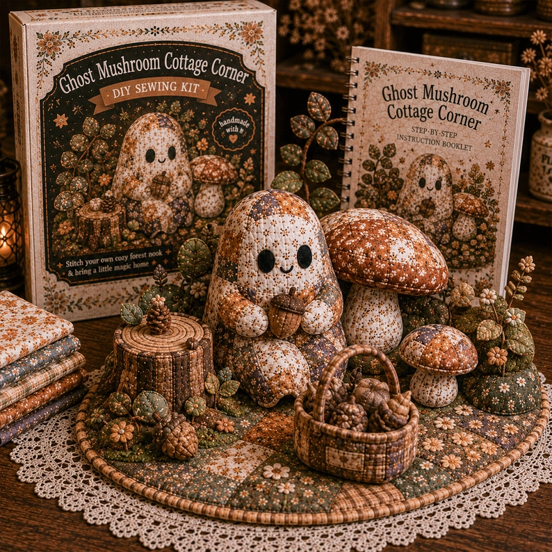 👻 Cozy Ghost Corner DIY Sewing Kit – Cute Patchwork Ghost Plush Craft Kit
