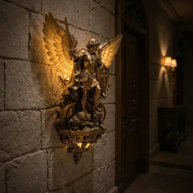 😇Archangel Michael Wall Lamp – Guardian of Light & Valor ⚔️🛡️