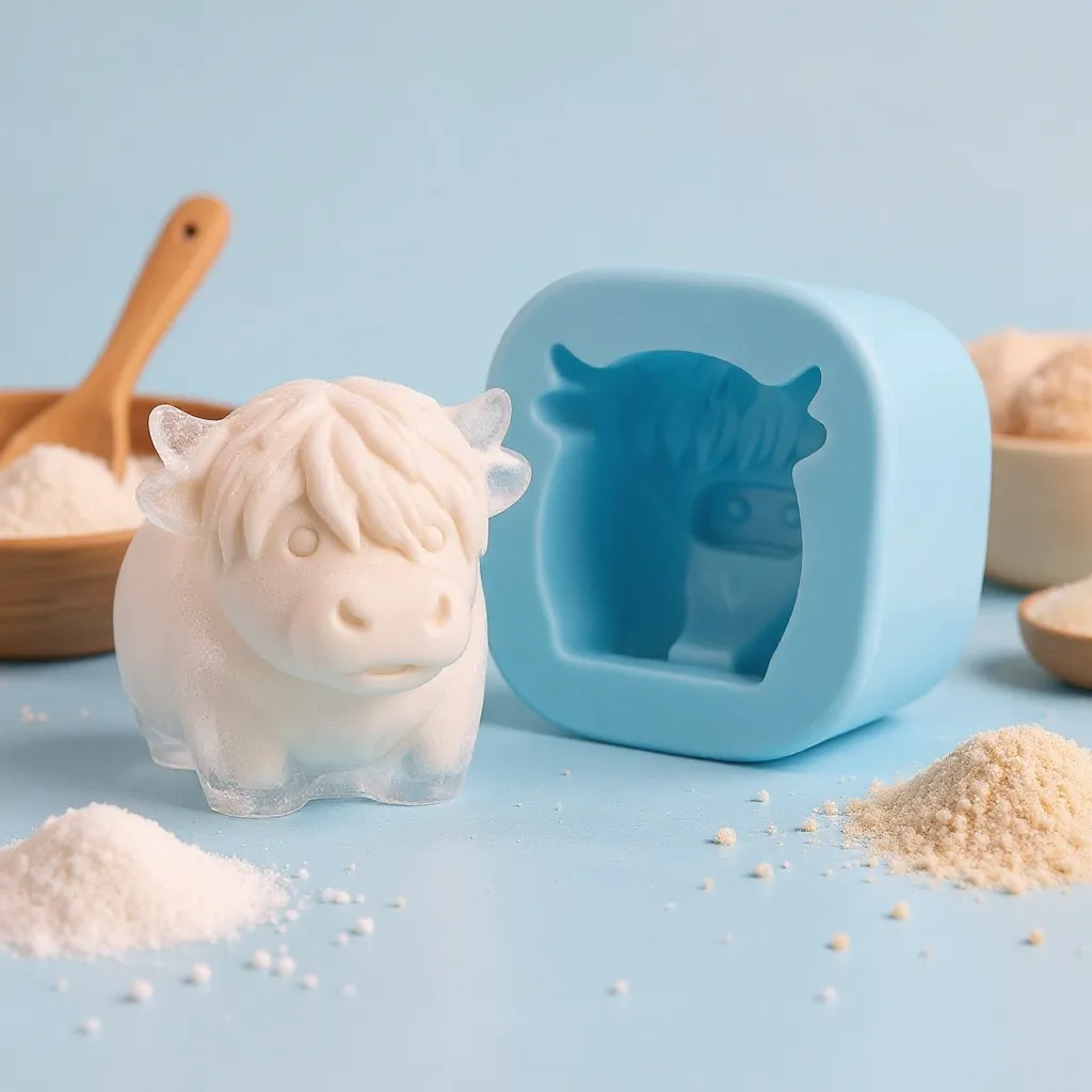 🐮 Mini Highland Cow Ice Cube & Dessert Mold 🧊🍪 Cute 3D Ice for Drinks, Parties & Gifts💕