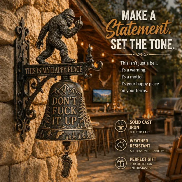 😮🐾Bigfoot Funny Wall Bell – Rustic Sasquatch Doorbell Decor