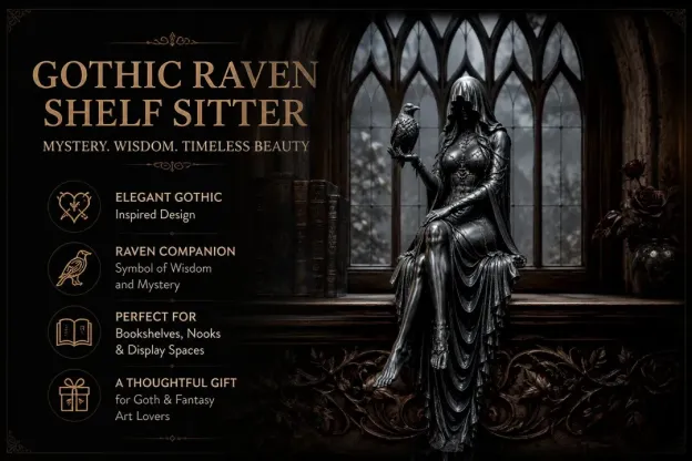 🔥Last Day 50% OFF 🖤 Gothic Raven Shelf Sitter Statue
