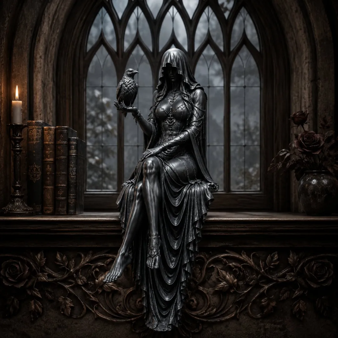 🔥Last Day 50% OFF 🖤 Gothic Raven Shelf Sitter Statue