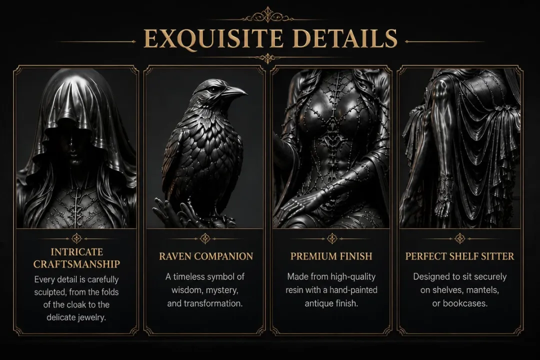 🔥Last Day 50% OFF 🖤 Gothic Raven Shelf Sitter Statue