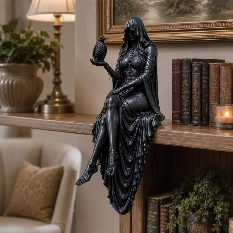 🔥Last Day 50% OFF 🖤 Gothic Raven Shelf Sitter Statue
