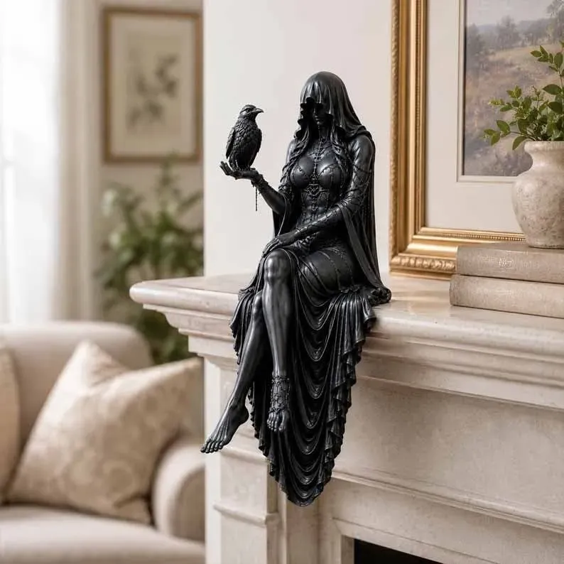 🔥Last Day 50% OFF 🖤 Gothic Raven Shelf Sitter Statue