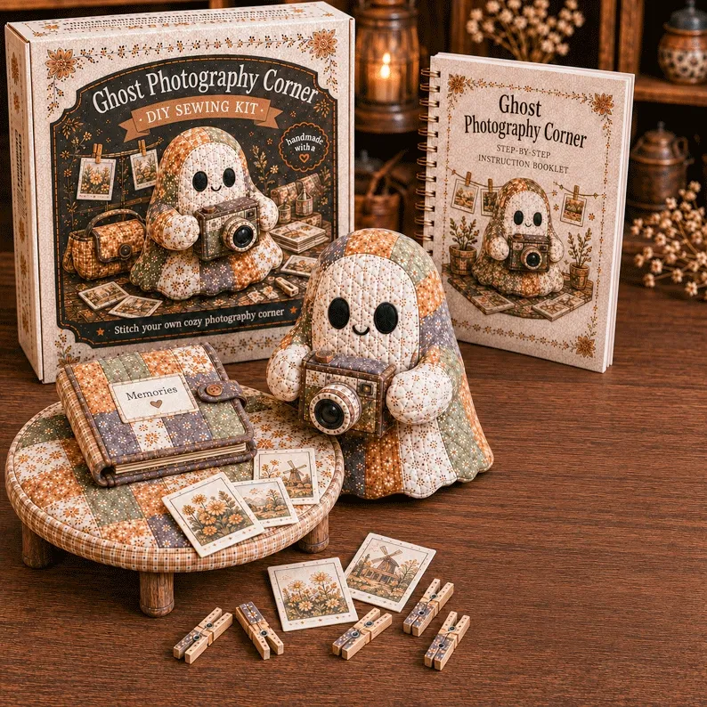 👻 Cozy Ghost Corner DIY Sewing Kit – Cute Patchwork Ghost Plush Craft Kit