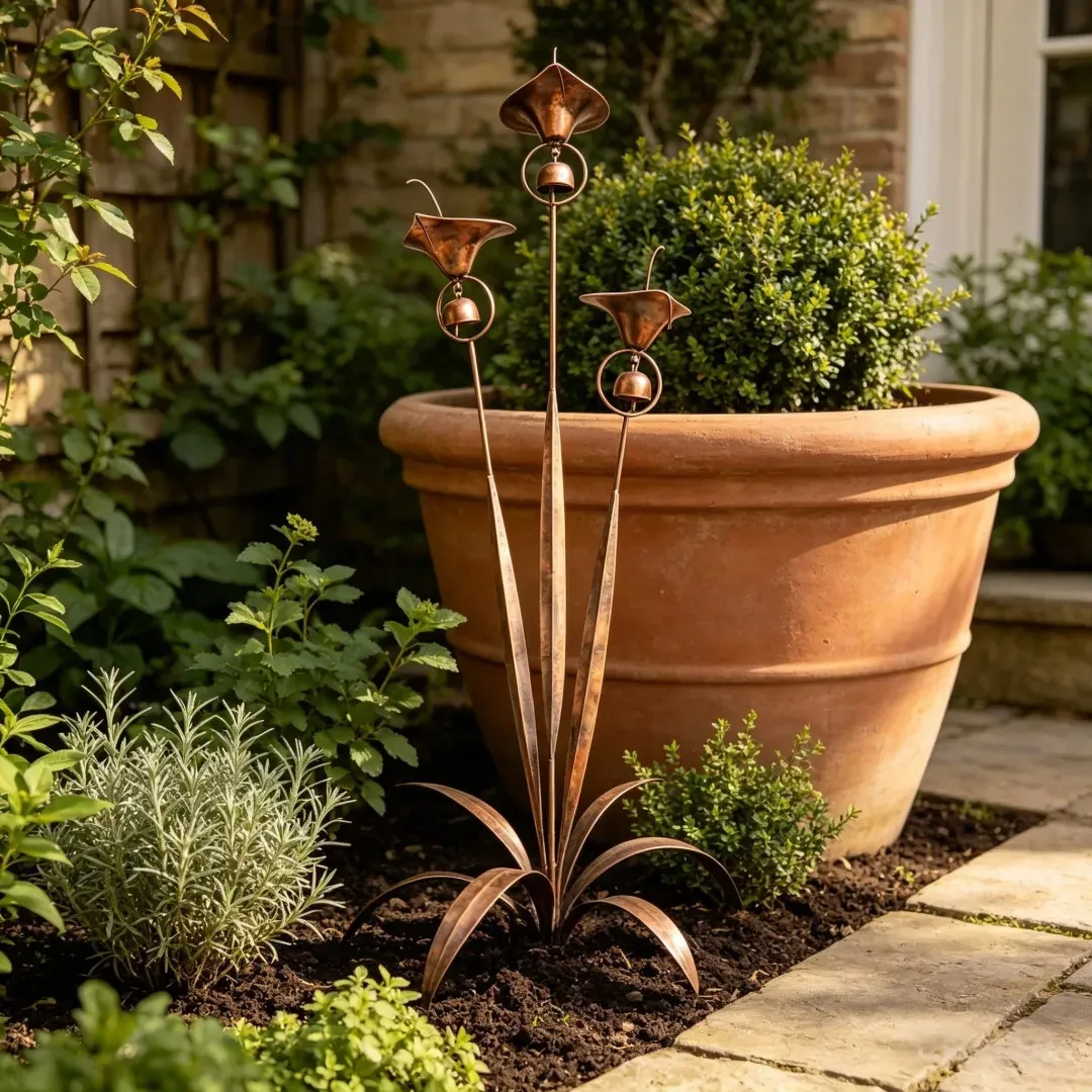 Copper Calla Lily Garden Chime Set – Peaceful Outdoor Decor for Flower Lovers 🌿🔔