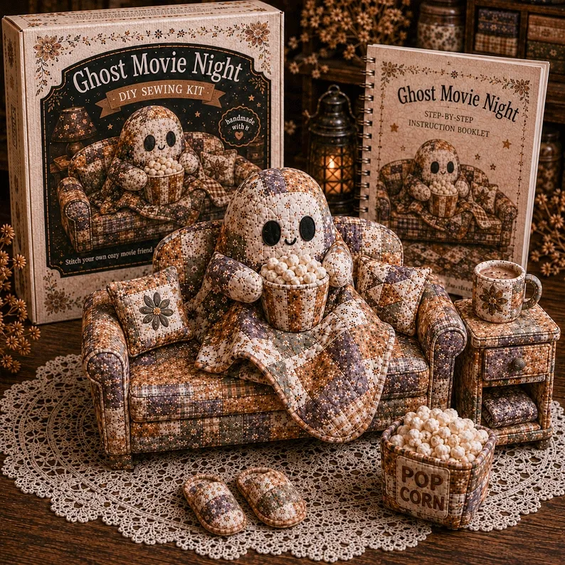 👻 Cozy Ghost Corner DIY Sewing Kit – Cute Patchwork Ghost Plush Craft Kit