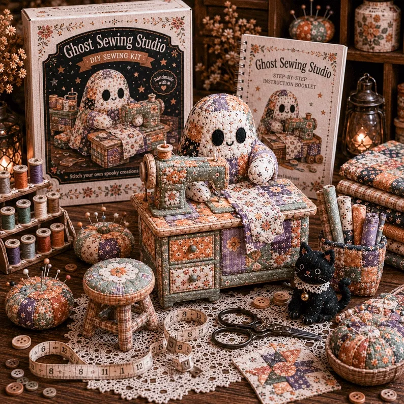 👻 Cozy Ghost Corner DIY Sewing Kit – Cute Patchwork Ghost Plush Craft Kit